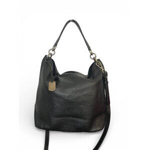 Furla Pebbled Leather Hobo Tote Crossbody Bag in Black